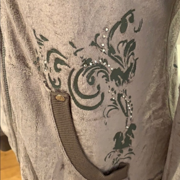 BCBGMaxAzria Gray Velour Track Jacket - Picture 2 of 6